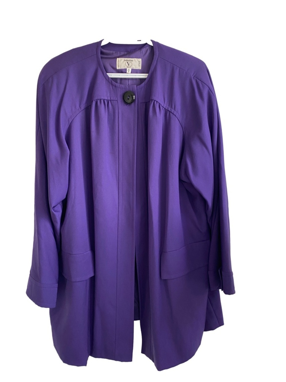 Valentino Miss V Royal Purple Wool Italy Trapeze Swing Coat Vintage 1990s - Picture 8 of 12